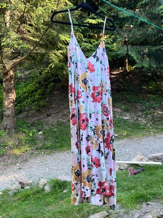 Volcom Dresses & Skirts - Volcom Pink Floral V-Neck Spaghetti Strap Maxi Dress